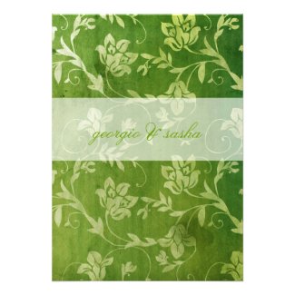 GC | Gorgeous Green Floral Vintage Personalized Invites