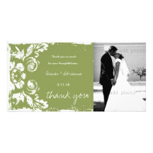 GC | Green Vintage Damask Thank You Customised Photo Card