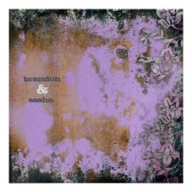 GC | Lusciously Rustic Purple Flower Metallic Personalized Invitations