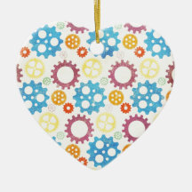 gears01 COLORFUL GEARS PATTERNS YELLOW PURPLE BLUE Ornament