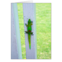 Gecko on Fence Greeting Card