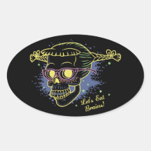 Geek Girl Zombie Skull Sticker