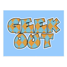 Geek Out Argyle Text Design Post Card