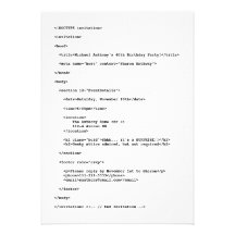 Geek Programmer HTML Code Birthday Invitation