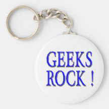 Geeks Rock !  Blue Keychain