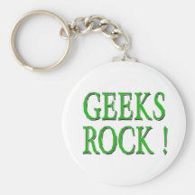 Geeks Rock !  Green Key Chain