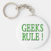 Geeks Rule !  Green Key Chain