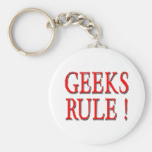 Geeks Rule !  Red Keychains