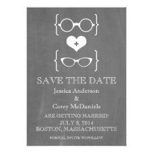 Geeky Glasses Chalkboard Save the Date Invite