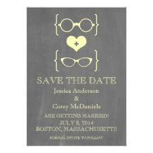 Geeky Glasses Chalkboard Save the Date Invite