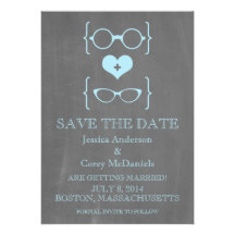Geeky Glasses Chalkboard Save the Date Invite