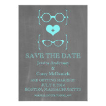 Geeky Glasses Chalkboard Save the Date Invite