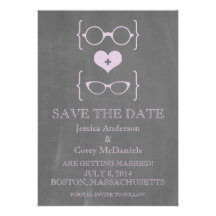 Geeky Glasses Chalkboard Save the Date Invite