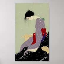 Geisha in Winter Print