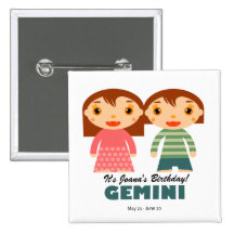 Gemini Zodiac for kids Pinback Buttons