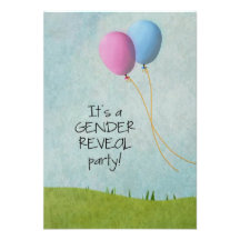 Gender Reveal Party Invitations - Balloons - 3.5x5