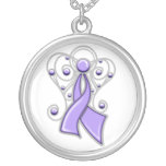 General Cancer Ribbon Angel In Memory Personalized Necklace
