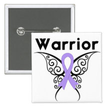 General Cancer Warrior Tribal Butterfly Pinback Buttons