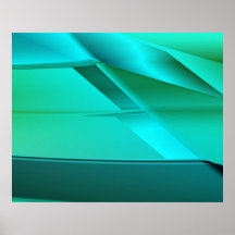 Genetic Art Abstract Folds Bluish Green Posters