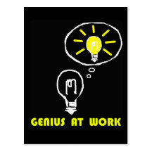 Genius at work post card