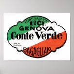 Genova Conte Verde Luggage Label Posters