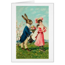 Gentleman Rabbit Courting Lady at Easter Card