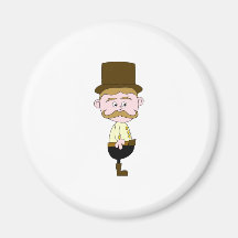 Gentleman with Moustache and Top Hat. Magnets