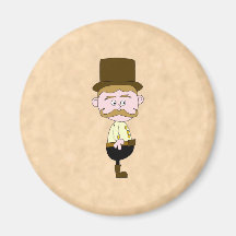 Gentleman with Top Hat and Moustache. Refrigerator Magnet