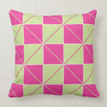 Geo Plaid Pink/Green Throw Pillow