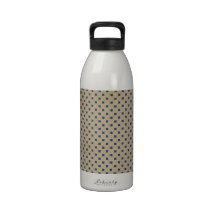 GEOMETRIC31 SQUARE POLKADOT DOT NAVY BLUE BEIGE TE REUSABLE WATER BOTTLES