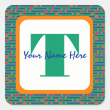 Geometric Dot Pattern Retro Style Sticker Label