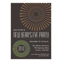 Geometric Fireworks New Years Party Invitations