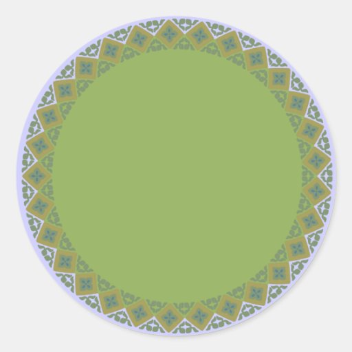 Geometric Olive Green Border Blank Template Label Round Sticker Zazzle