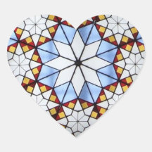 Geometric Stained Glass Window Heart Stickers