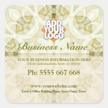 Geometrica Floral Earth Green w/ Logo Business Square Stickers