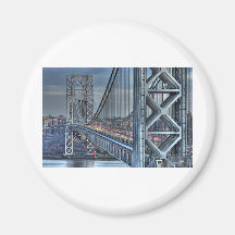 George Washington Bridge & The Red Lighthouse NYC Fridge Magnet