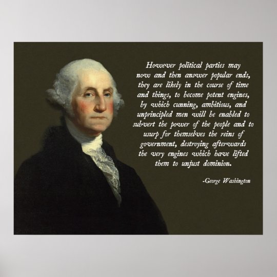 George Washington Political Parties Quote Poster Zazzle Au