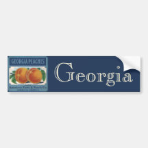 Georgia Peaches, Vintage Fruit Crate Label Art Bumper Stickers