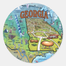 Georgia USA Map Round Sticker