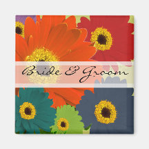 Gerber Daisy Wedding Stickers or Customise Fridge Magnets
