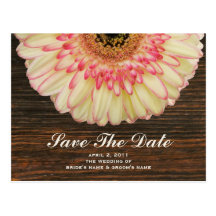 Gerbera Daisy & Barnwood Save The Date Postcard