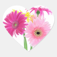 Gerbera Daisy Flowers Heart Stickers