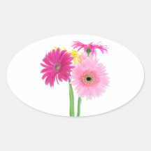 Gerbera Daisy Flowers Oval Stickers