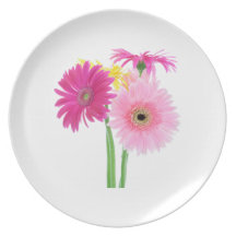 Gerbera Daisy Flowers Plate