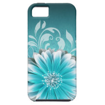 Gerbera Daisy Scroll 1 | teal iPhone 5 Cover