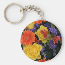 Gerbera Rose Bouquet Keychain