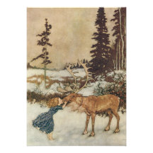 Gerda and the Reindeer by Dulac Christmas Party Personalized Invites