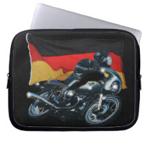 German Flag & Motorbike Rider Laptop Computer Sleeve