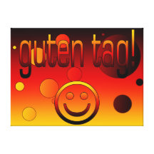 German Gifts : Hello / Guten Tag + Smiley Face Canvas Print