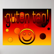German Gifts : Hello / Guten Tag + Smiley Face Poster